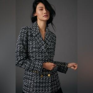 Anthropologie Maeve Double-Breasted Tweed Jacket